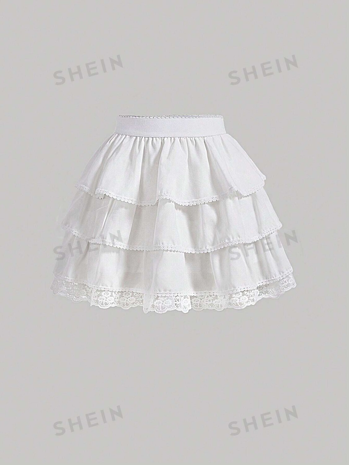 

MOD Контрастная кружевная юбка Есть слои мужчин Shein, белый