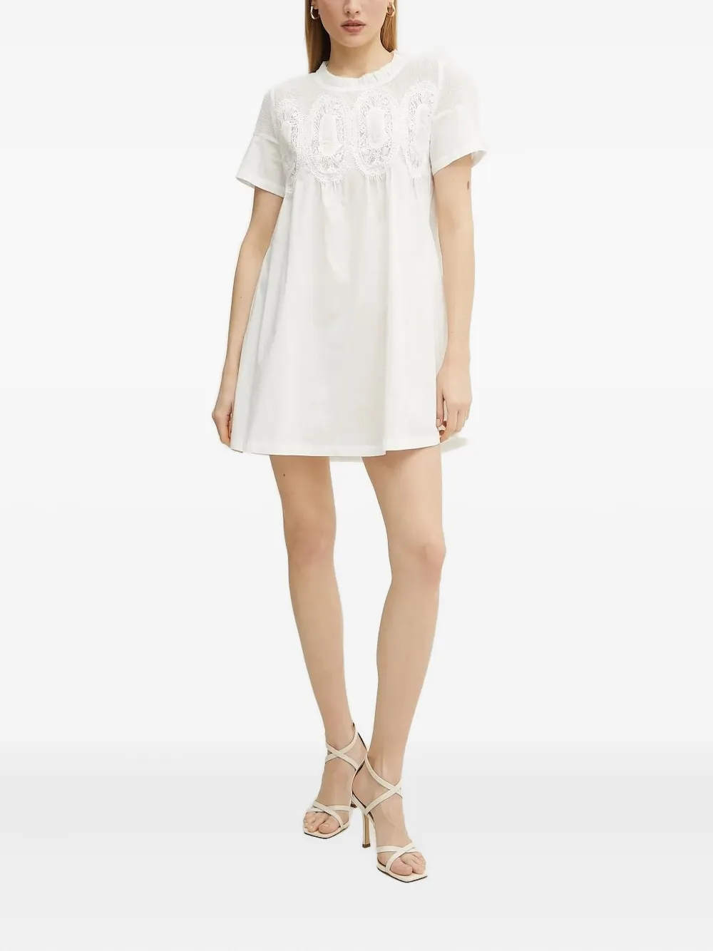 

Платье мини с вышивкой Ermanno Scervino, белый
