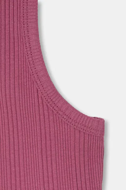 Топ-кроп без рукавов из эластичной бавовны United Colors of Benetton, фиолетовый — фото 3