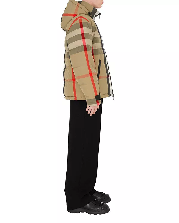 Пуховая куртка Burberry двусторонняя клетчатая, бежевый — фото 3
