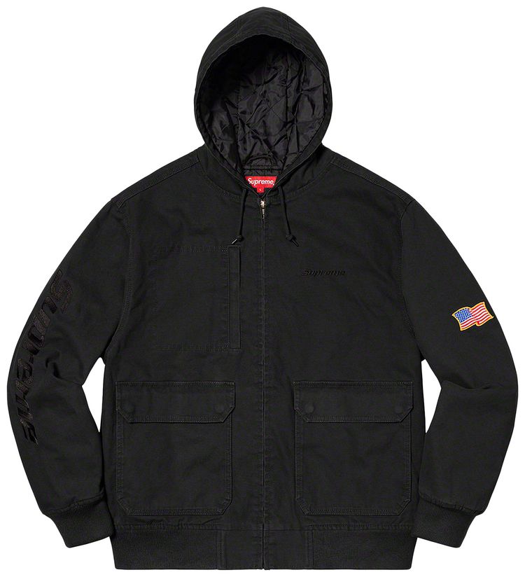 

Куртка Supreme Canvas Hooded Work Jacket 'Black', черный