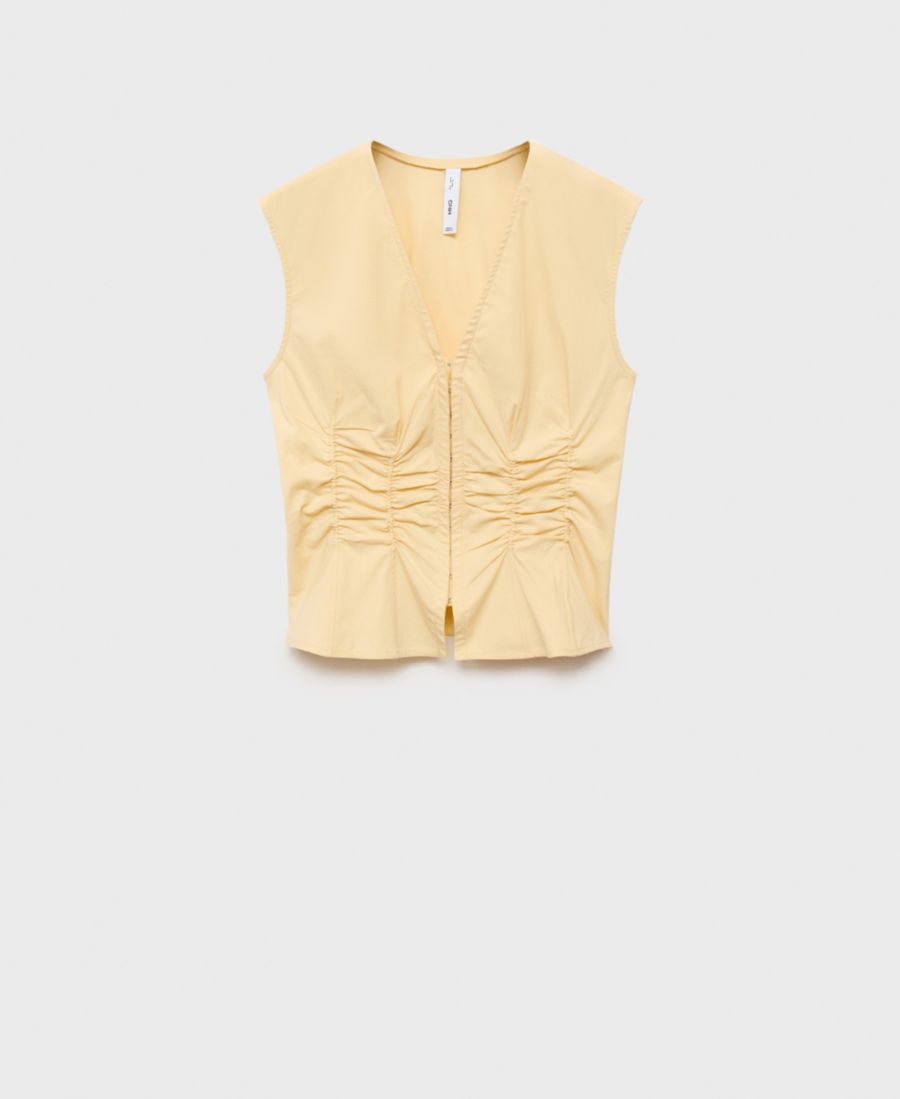 

Женская хлопковая блузка со сборками MANGO, Vanilla