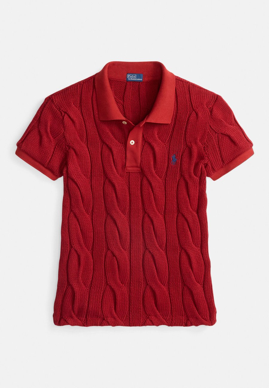Поло Polo Ralph Lauren CABLE KNIT COTTON POLO SHIRT, Brick/Dark Red — фото 4