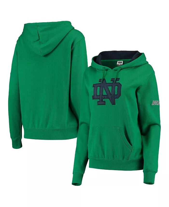 

Женский пуловер с капюшоном и большим логотипом Kelly Green Notre Dame Fighting Irish Stadium Athletic