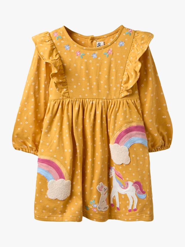 

Детское платье с единорогом и зайчиком JoJo Maman Bébé, Mustard