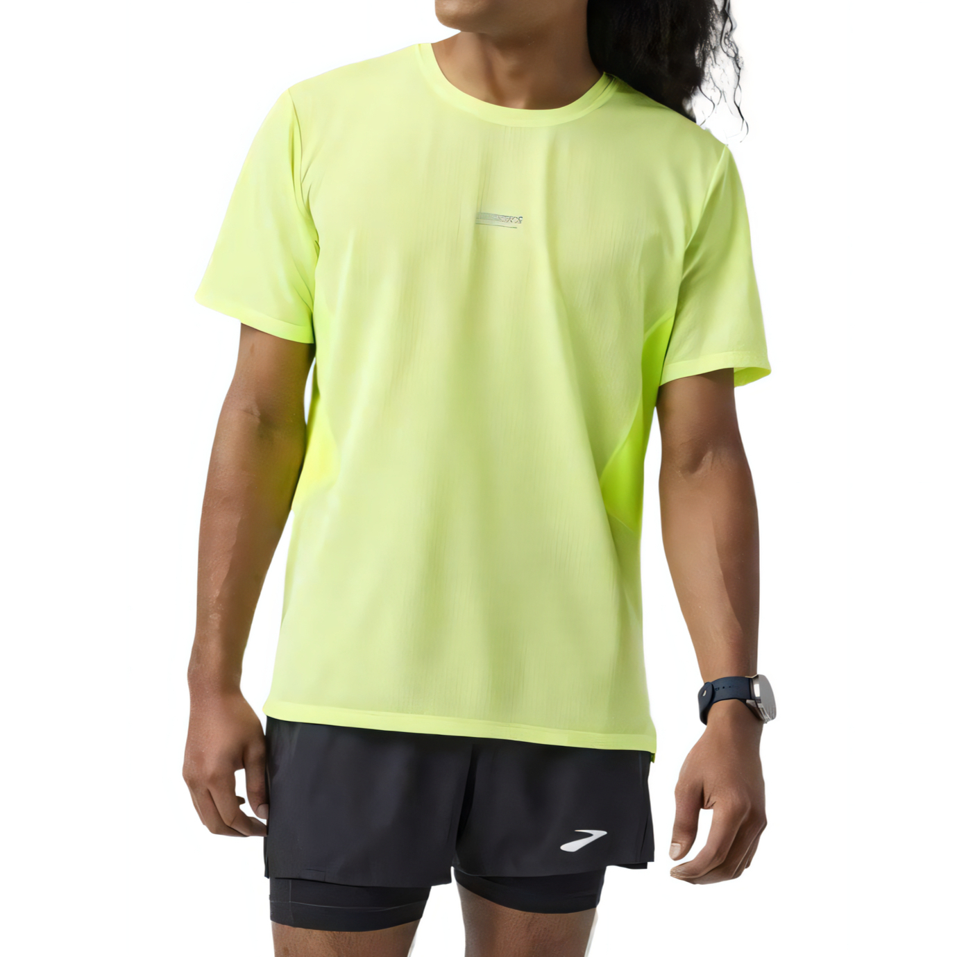 

Brooks Мужская футболка светло-желтого цвета с круглым вырезом, умеренно прямой крой, Желтый, Brooks Мужская футболка светло-желтого цвета с круглым вырезом, умеренно прямой крой