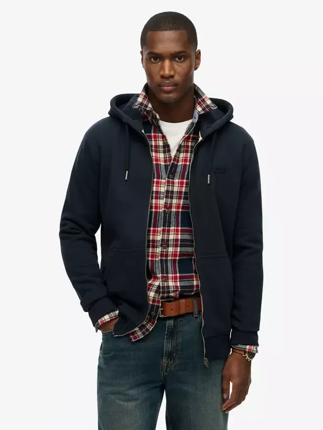 Худи на молнии с логотипом Essential Superdry, Eclipse Navy