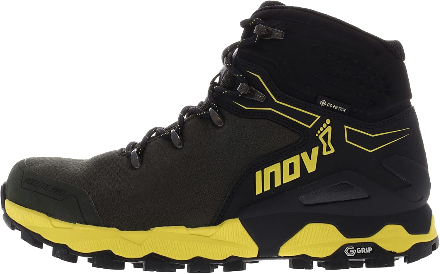 

Мужские походные ботинки INOV8 Roclite Pro G 400 GTX V2, оливковый/черный/желтый