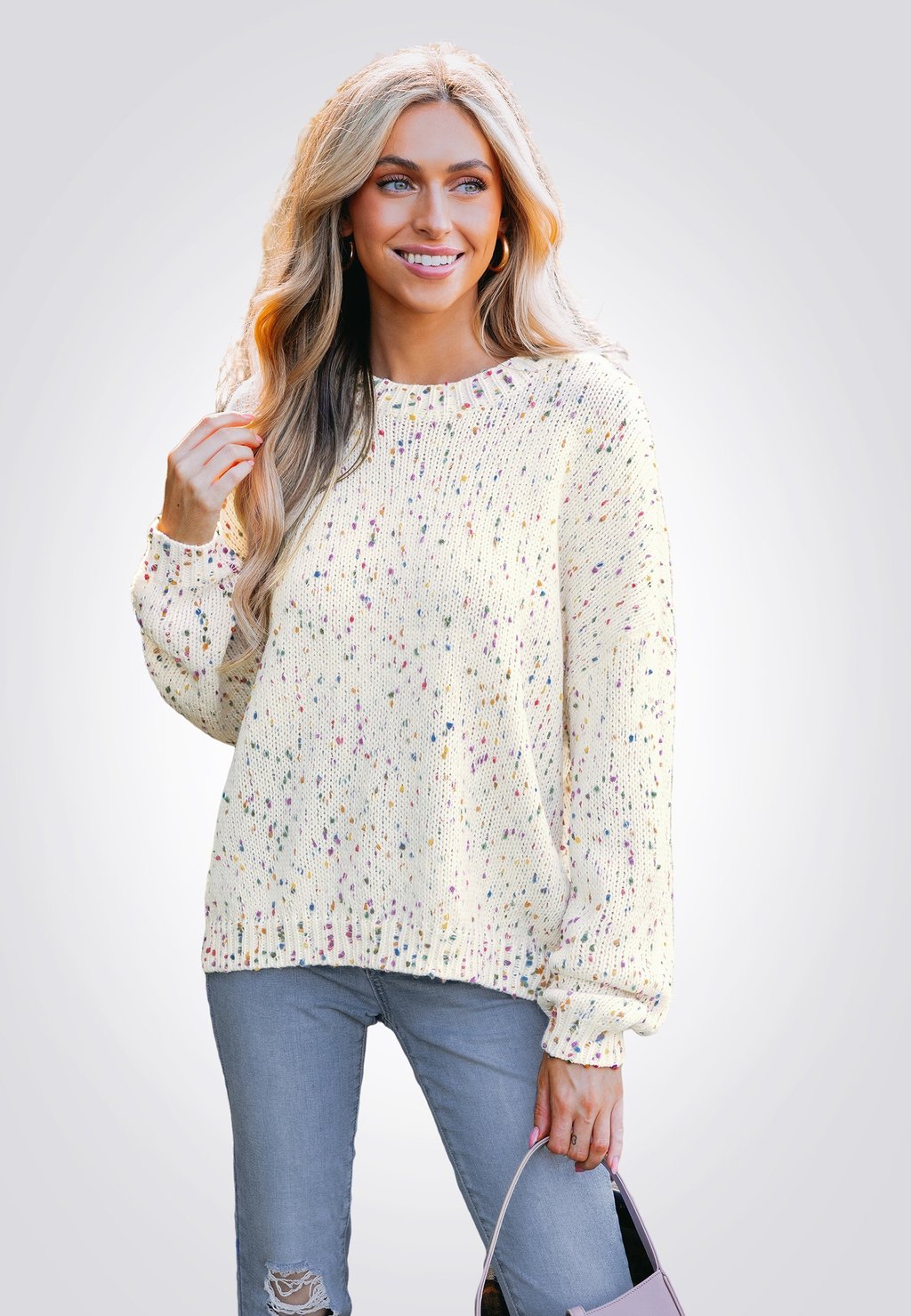 

Свитер POM POM RAINBOW Cupshe, белый