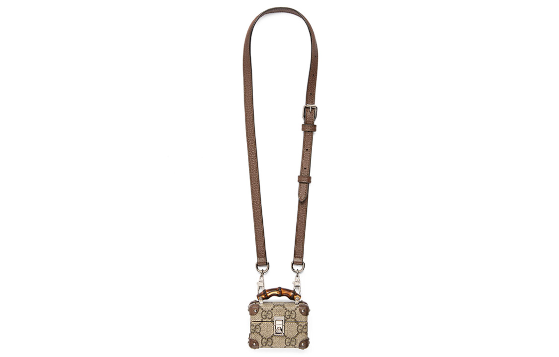 

GUCCI Холщовая сумка через плечо мешочек для наушников унисекс бежевый и черный
