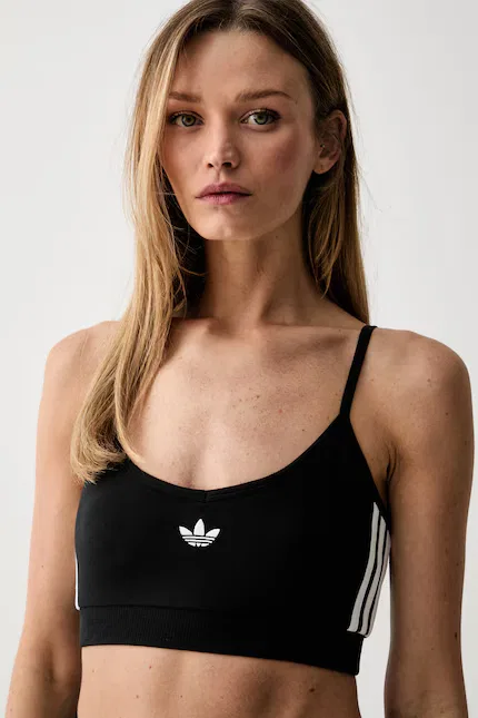 Топ с v-образным вырезом Adidas Originals, черный — фото 4