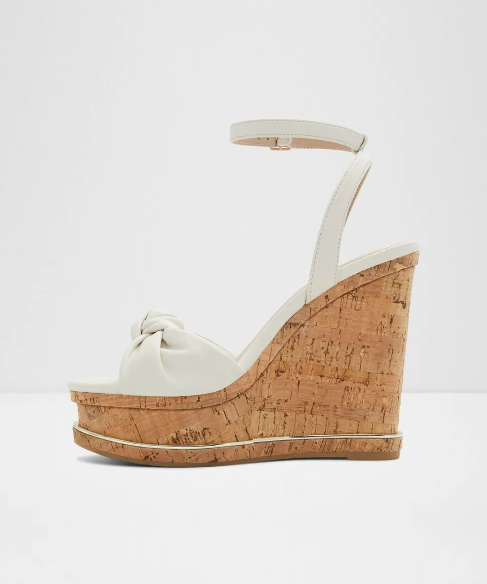 Женские босоножки на танкетке с круглым носком Aldo, белый — фото 3