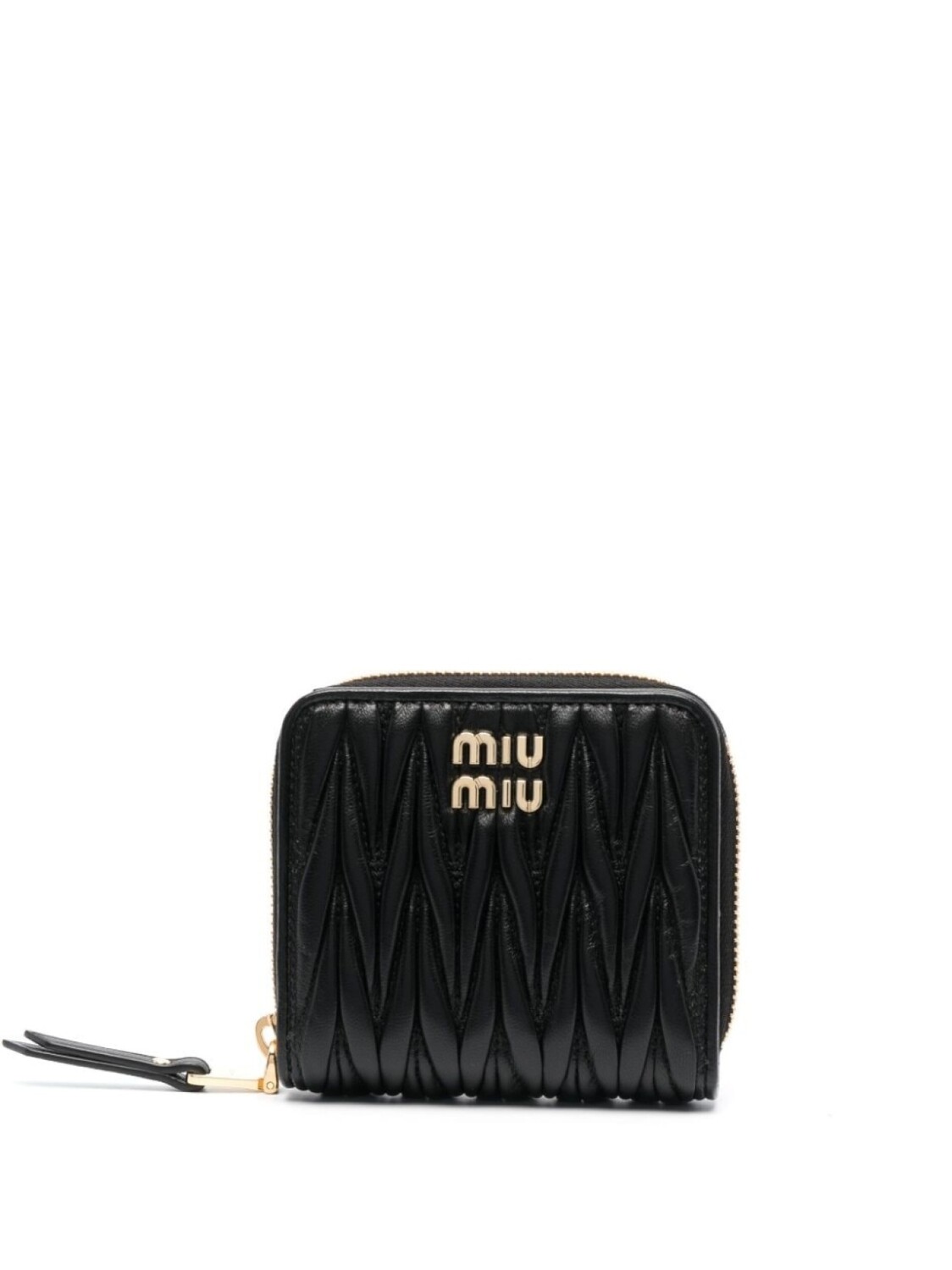 

Стеганый кошелек с круговой молнией Miu Miu, черный