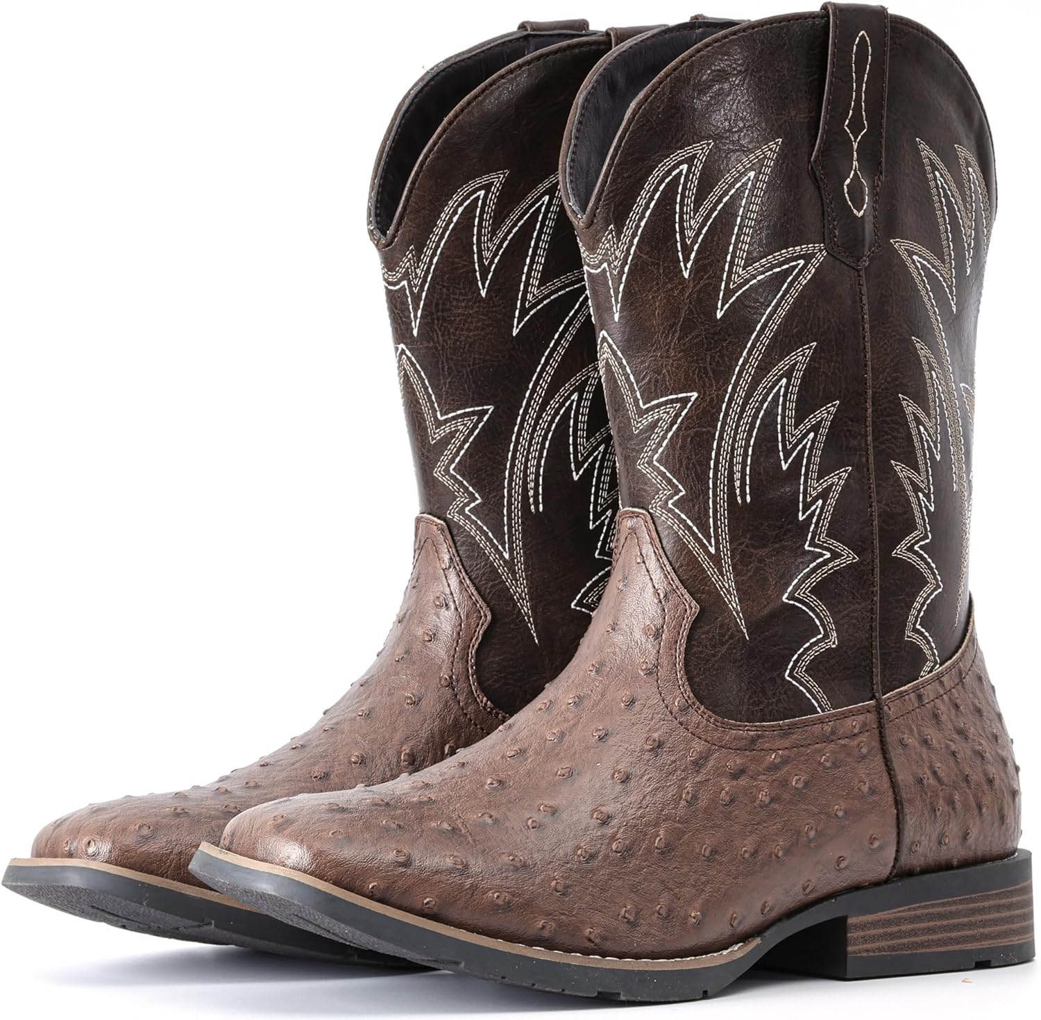 

Мужские ковбойские сапоги IUV в западном стиле из страусиной кожи, широкие, прочные, модные, с вышивкой, на шнуровке, с противоскользящей подошвой, разных цветов, темно-коричневый