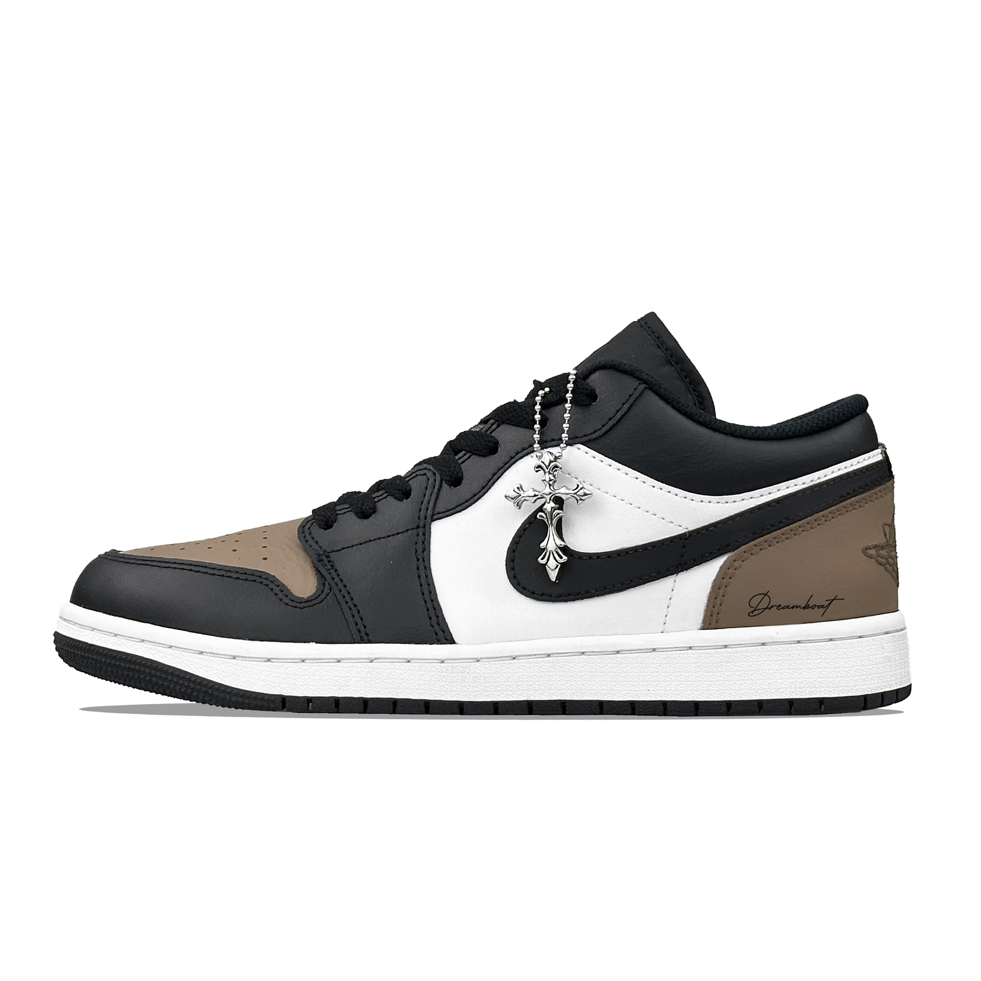 

Jordan Air 1 устойчивые к истиранию низкие баскетбольные кроссовки Unisex Brown Black