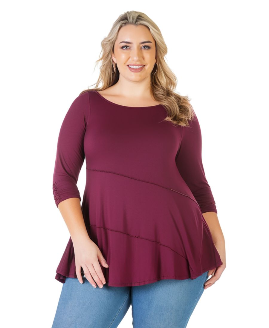 

Туника свободного кроя с присборенными рукавами больших размеров 24seven Comfort Apparel, Wine, Красный, Туника свободного кроя с присборенными рукавами больших размеров 24seven Comfort Apparel, Wine