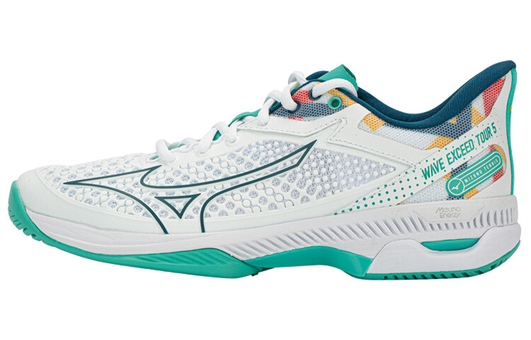 

Теннисные кроссовки Wave Exceed Tour 5 женские с низким верхом, белые/светло-зеленые Mizuno