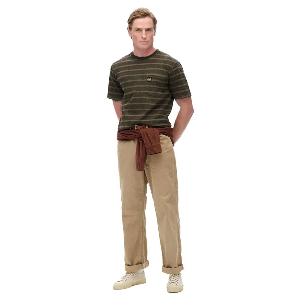 Футболка с коротким рукавом Superdry Textured Stripe Pocket, зеленый — фото 2