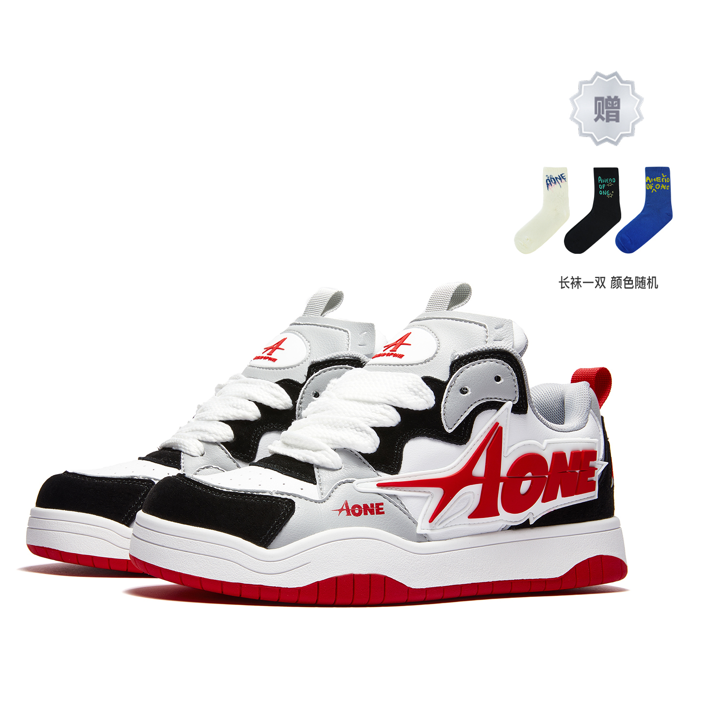 

A1 низкие пухлые скейтборд кроссовки unisex A 1 AK KOH ENTERPRISE, черный, белый, красный+Comes with Knee-High Socks