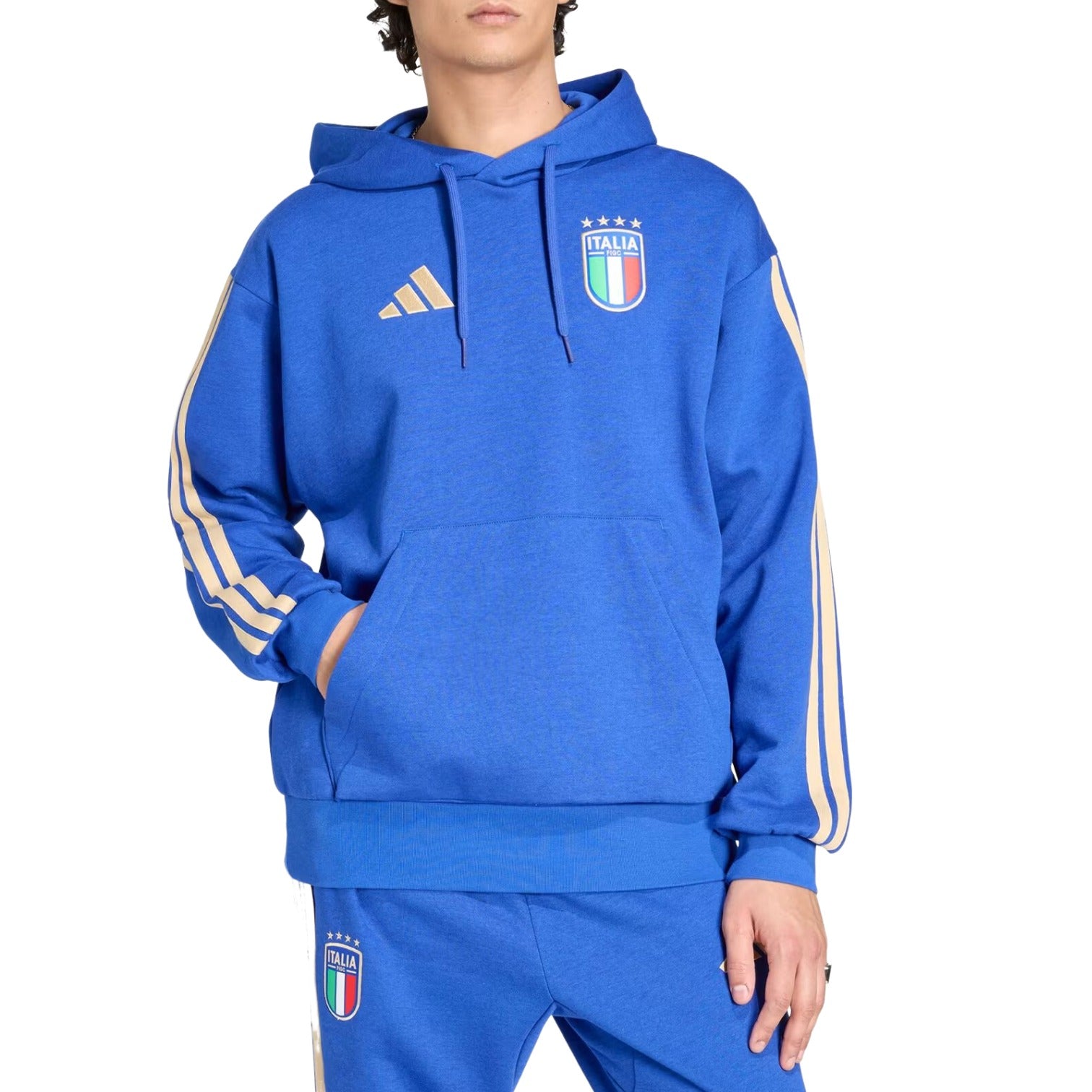 Толстовка Adidas Italy DNA Fleece Hoodie 'Bold Blue' — фото 2