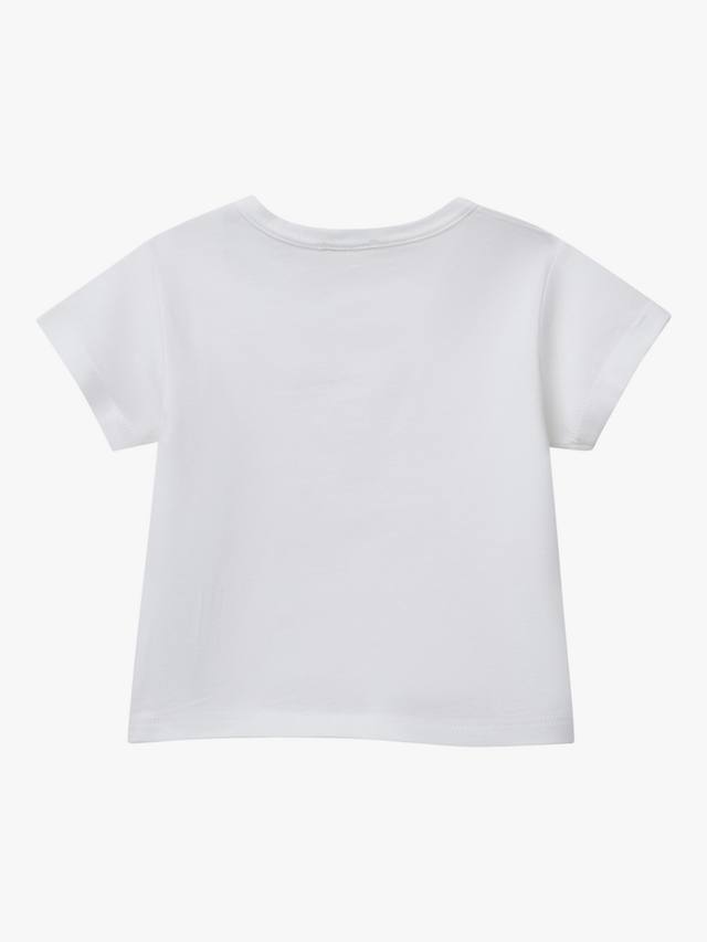 Детский топ с коротким рукавом и логотипом из хлопка Benetton, Optical White — фото 2