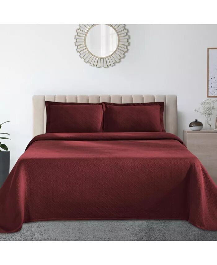 

100% хлопок, корзинное плетение Matelasse, всесезонный комплект из трех предметов, полный Superior, красный