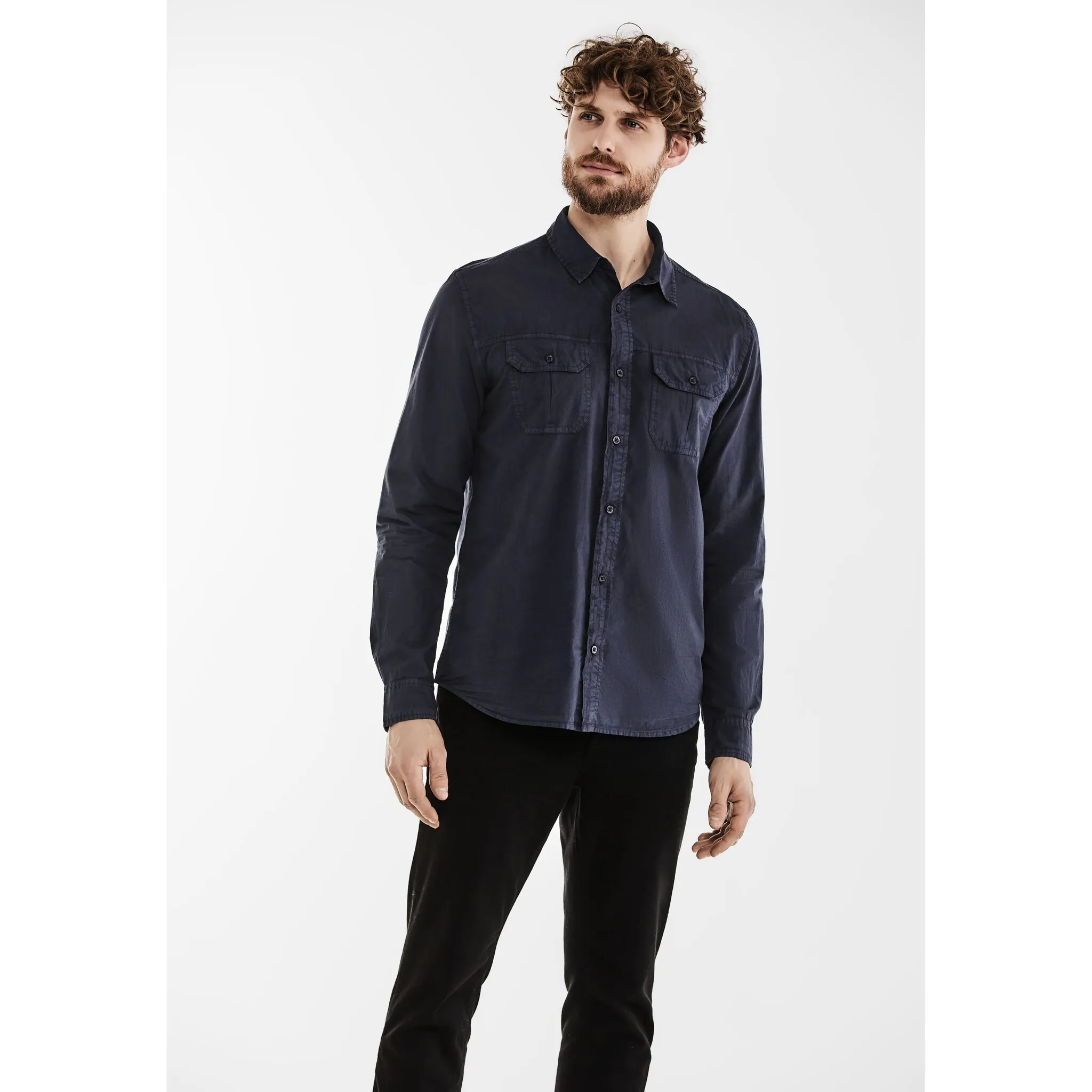 

STREET ONE МУЖСКАЯ рубашка с длинными рукавами, из чистого хлопка Street One Men, цвет Eclipse Blue