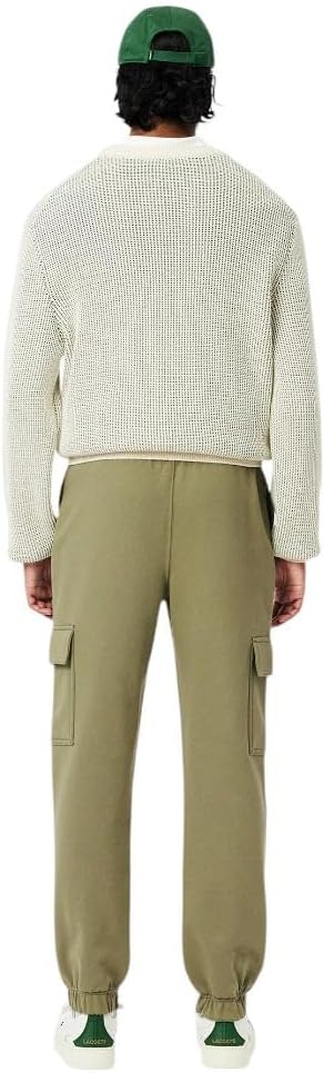 Мужские спортивные брюки-карго Lacoste Regular Fit из неначесаного флиса, Khaki — фото 3