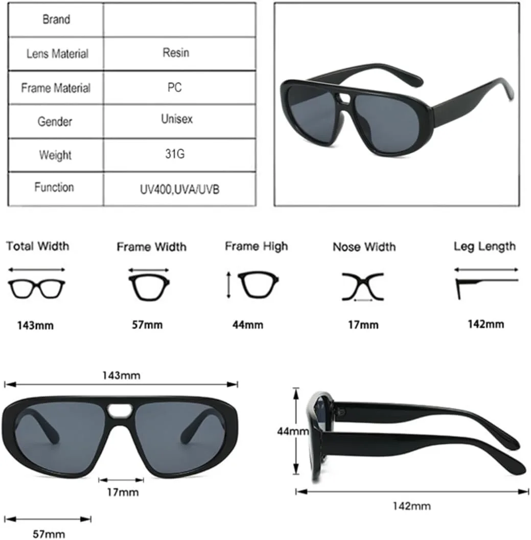 

Ретро солнцезащитные очки с двойной перемычкой для женщин, защита от УФ-излучения UV400, модные, красные и синие, для мужчин, в стиле панк VVTWSSW, Brown Tea