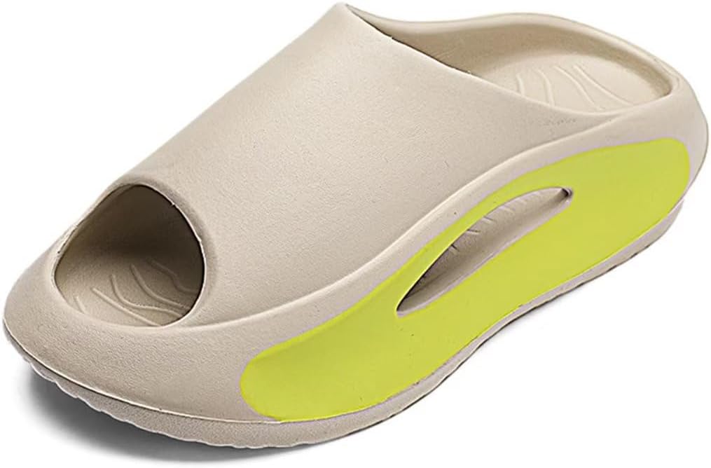 

LNERIP Унисекс Шлепацы, супер мягкие, противоскользящие, с подушечками, для женщин и мужчин, с толстой подошвой, летние шлепанцы на платформе, повседневные пляжные сандалии, желтый/хаки