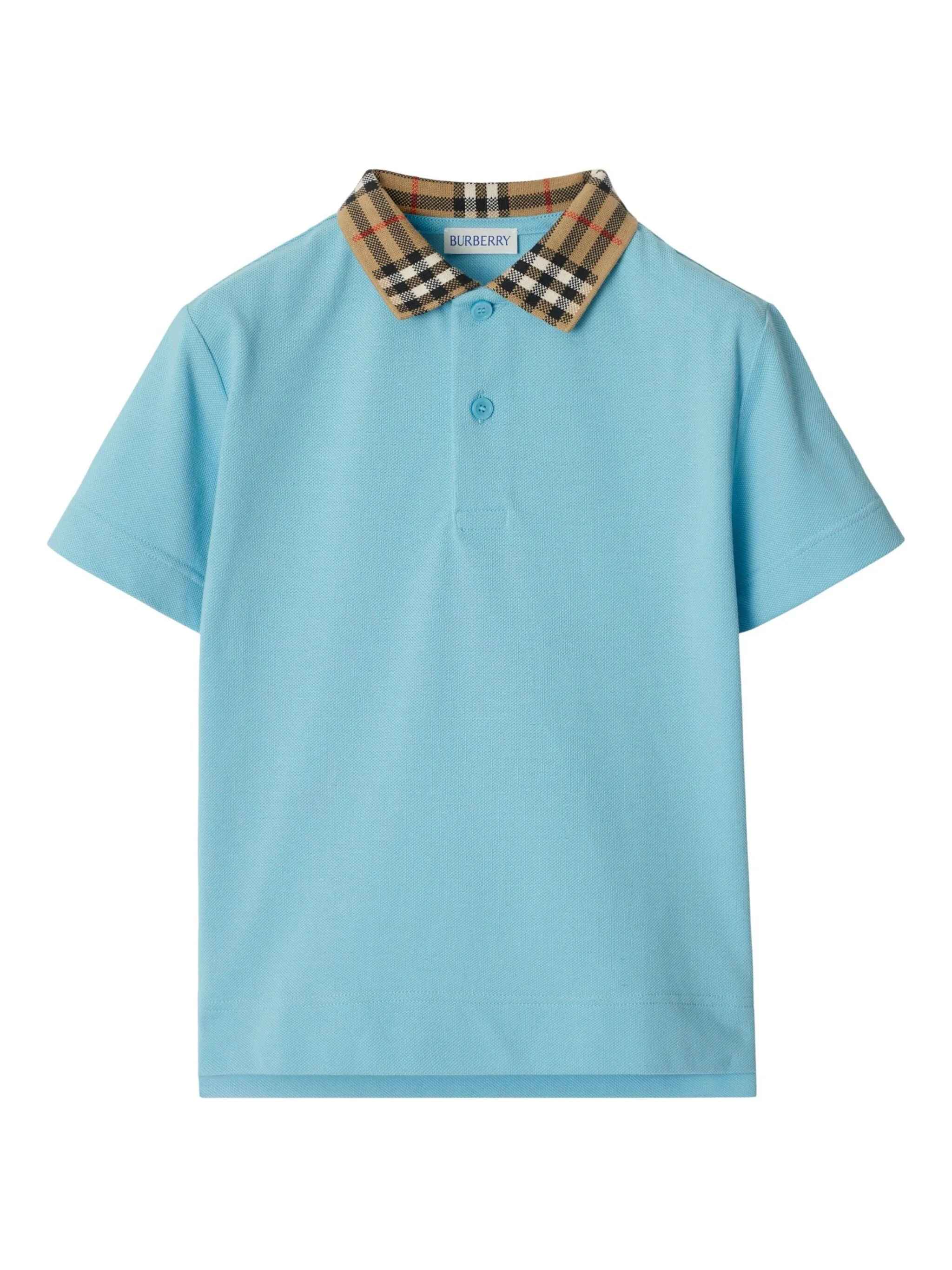 

Рубашка поло с клетчатым воротником Burberry Kids, синий