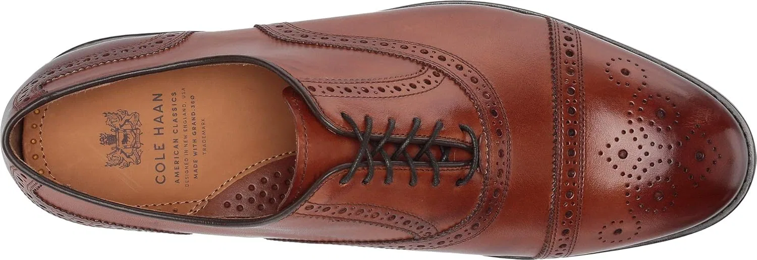 Мужские туфли-оксфорды Cole Haan Kneeland Brogue с перфорацией на мыске, British Tan — фото 3