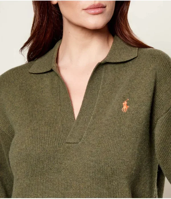 Шерстяное платье Polo Ralph Lauren, оливково-зеленый — фото 4