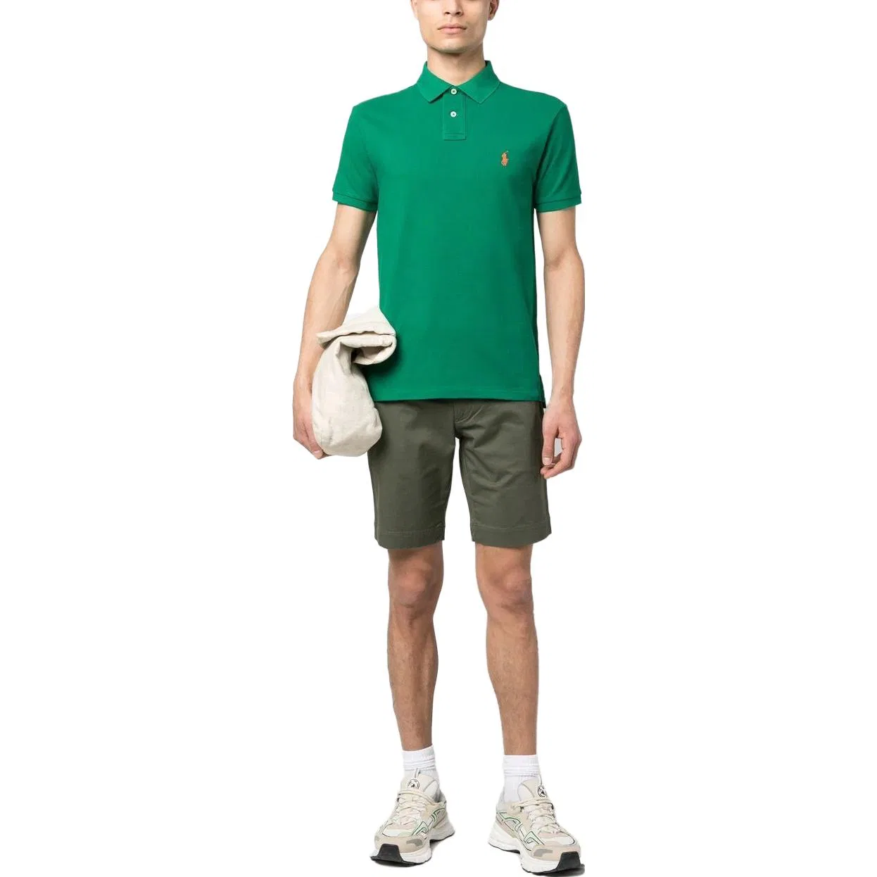 Поло с вышитым логотипом Polo Ralph Lauren темно-зеленое — фото 3