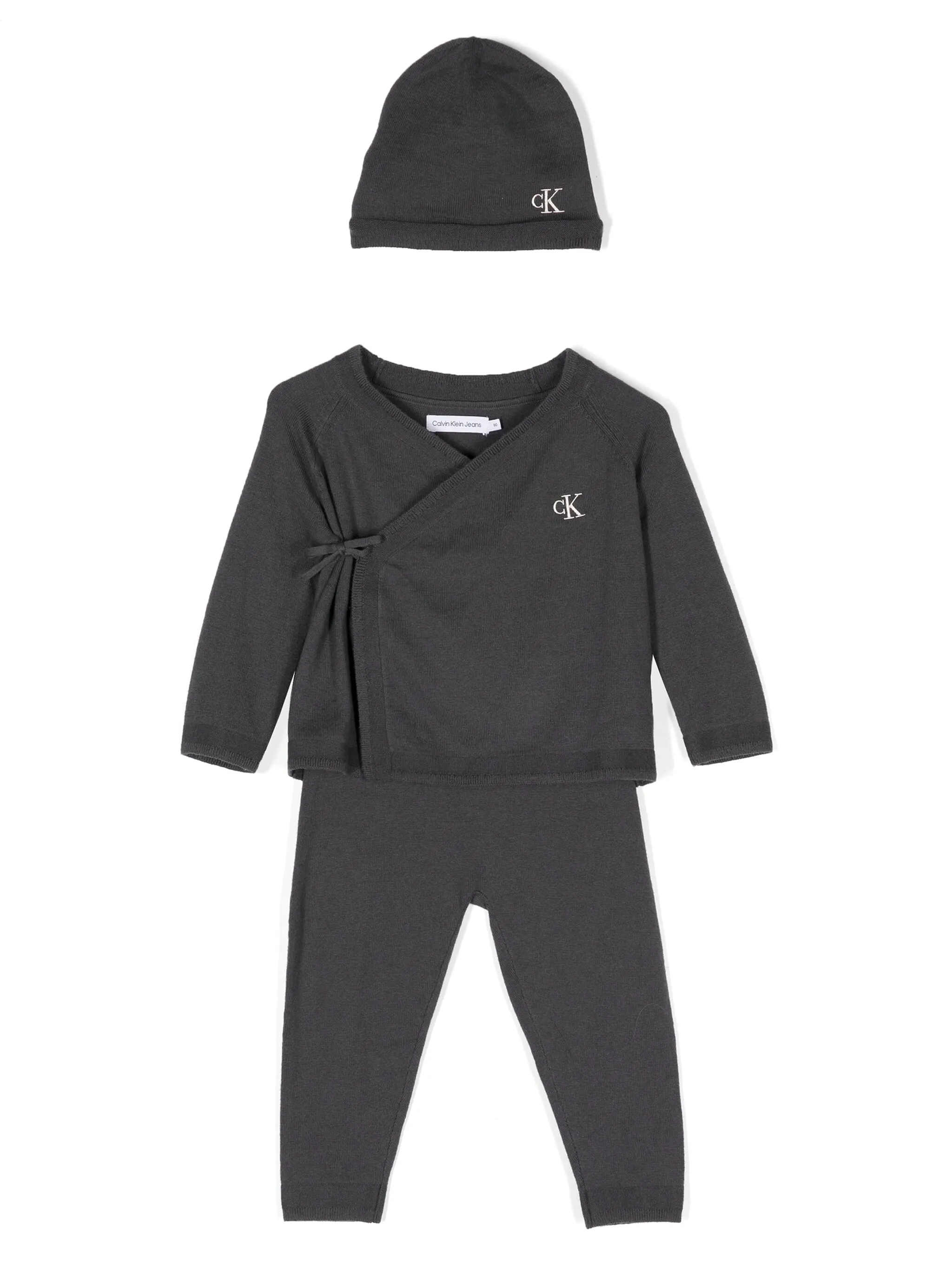 

Комплект из трех комбинезонов с вышитым логотипом Calvin Klein Kids, серый