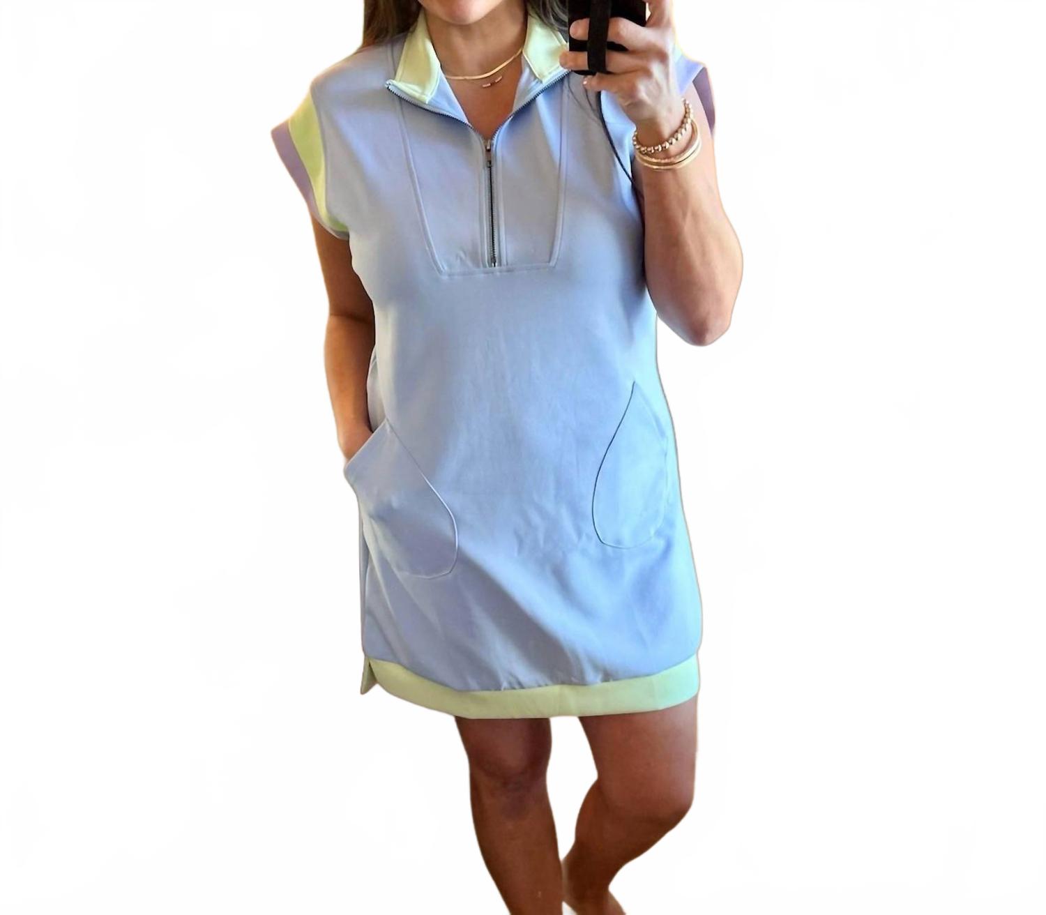 

Платье с широкими рукавами в стиле колор-блок синего цвета Why Dress, синий