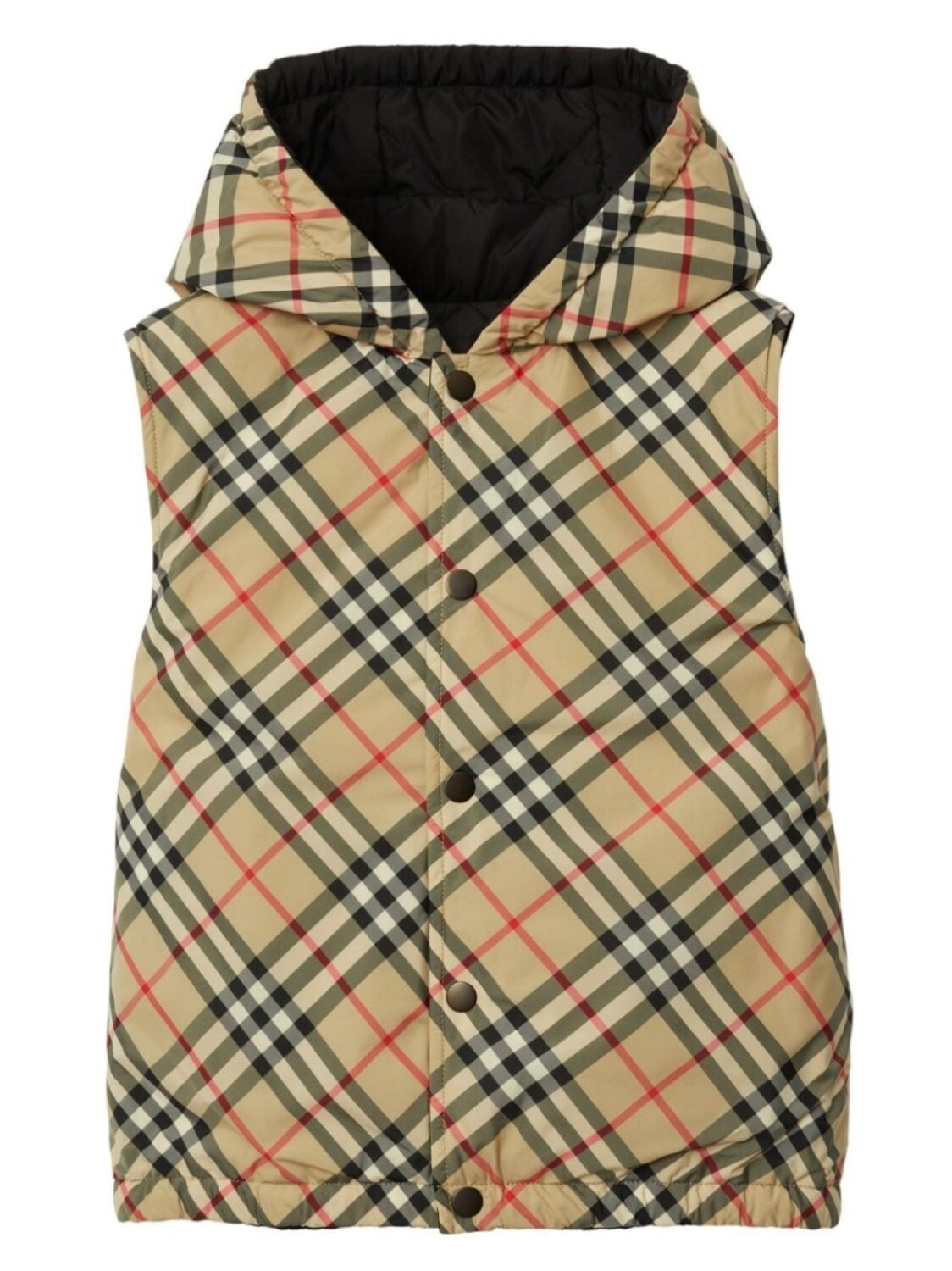 

Burberry Kids двусторонний жилет в клетку Vintage Check с капюшоном, нейтральный цвет