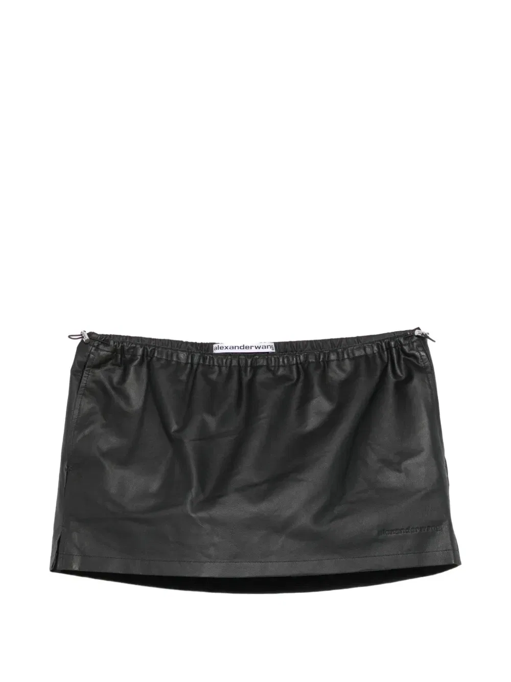 Кожаные мини-шорты-юбка Alexander Wang, черный