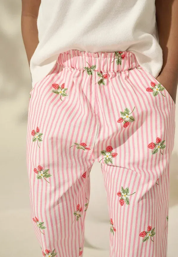 Брюки Regular fit pull on Next, розовый принт клубника — фото 3