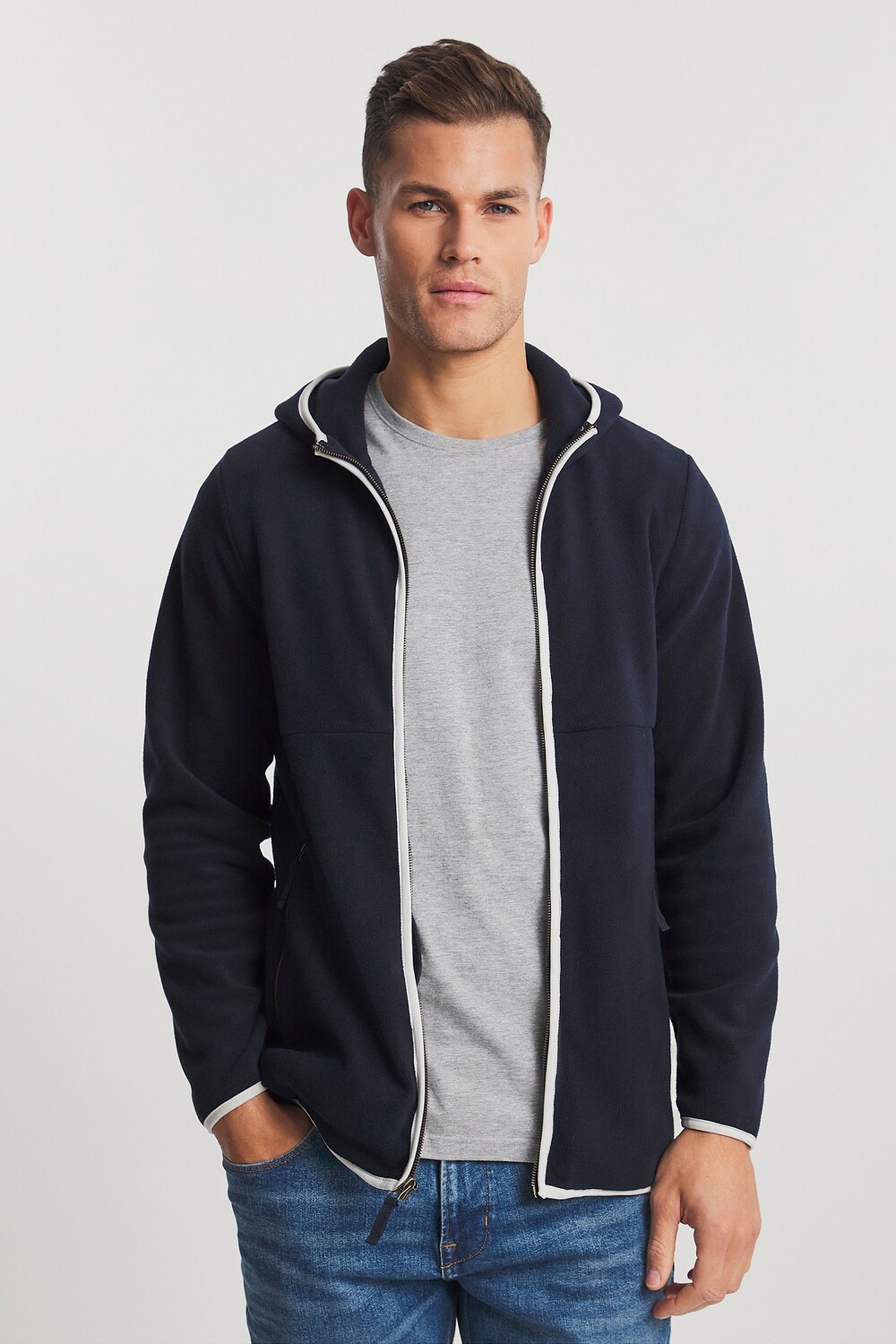 

Флисовая толстовка с капюшоном на молнии Jacamo, синий