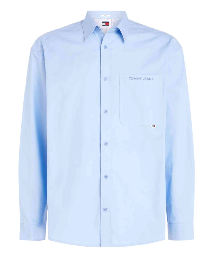 

Классическая рубашка свободного кроя с вышивкой логотипа Tommy Jeans, синий