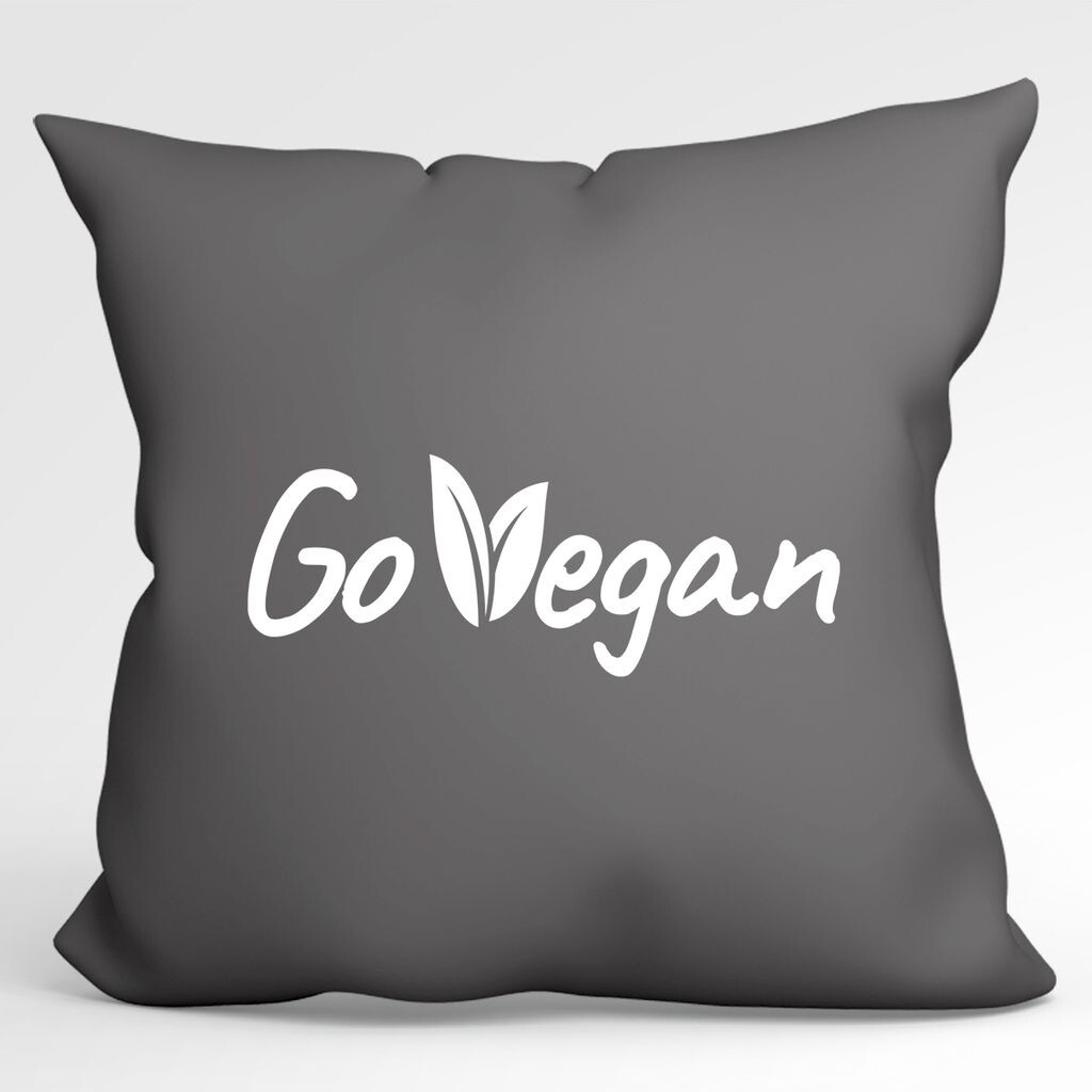 

Подушка Huuraa Go Vegan Leaves Декоративный чехол на подушку без наполнителя Размер 40 x 40 см Серый стальной с мотивом для всех веганов Идея подарка для друзей и семьи Hellweg Druckerei