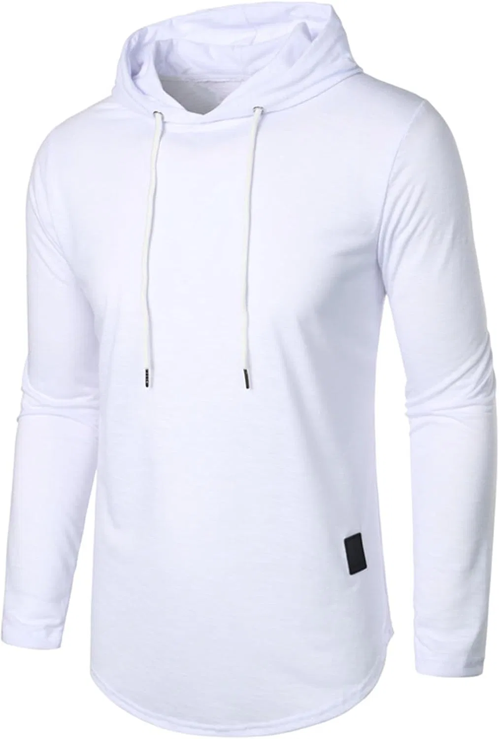 Мужская худи Casual Long Sleeve Pullover Lightweight Cotton Cozy Drawstring Hooded Slim Fit, White — фото 3