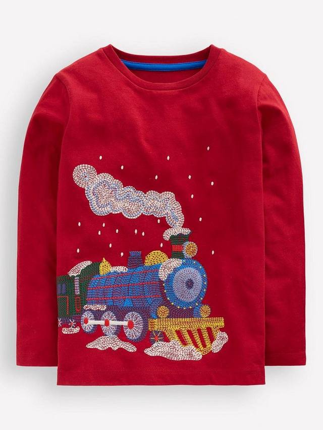 

Детская хлопковая футболка с длинными рукавами Superstitch Mini Boden, Chili Polar Express