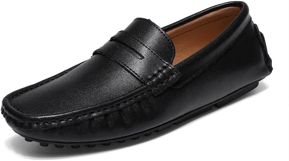 Лоферы мужские кожаные классические slip-on, черный