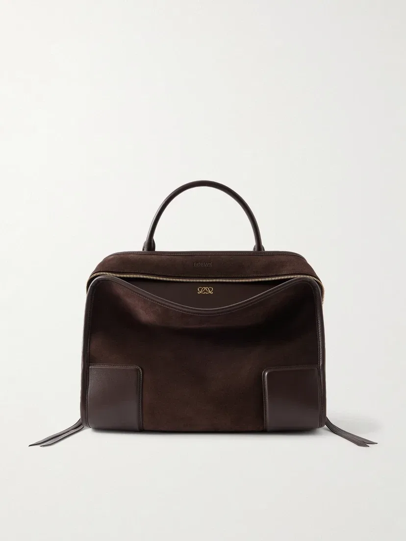 Сумка-тоут Amazona из замши с кожаной отделкой LOEWE, коричневый