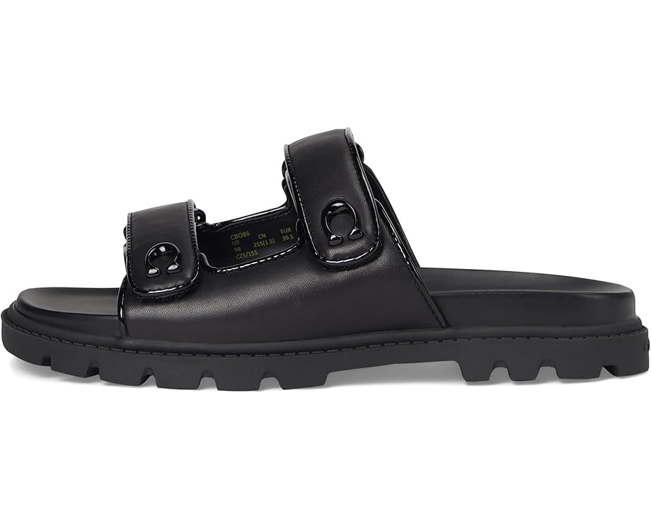 Сандалии COACH Sculpted C Leather Double Band Sandals, черный — фото 4