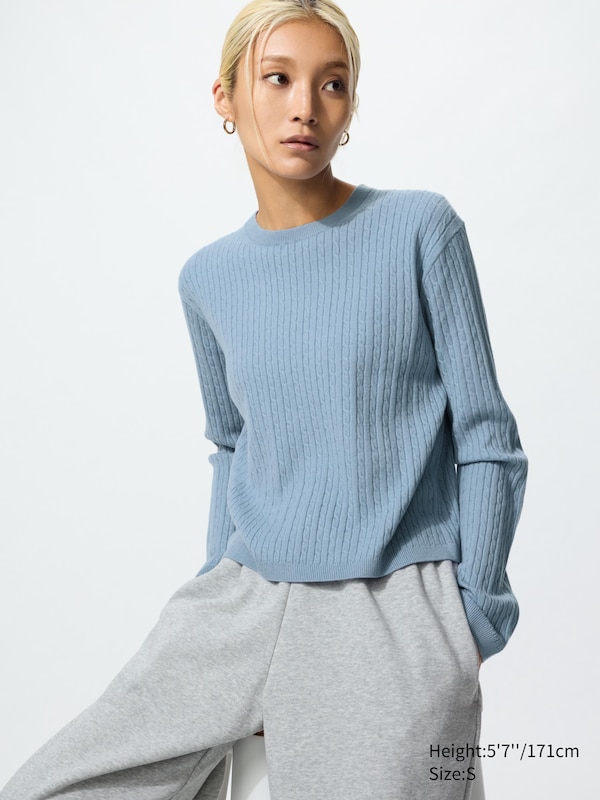 

Джемпер с узором «мелкие косы» Uniqlo, 62 blue