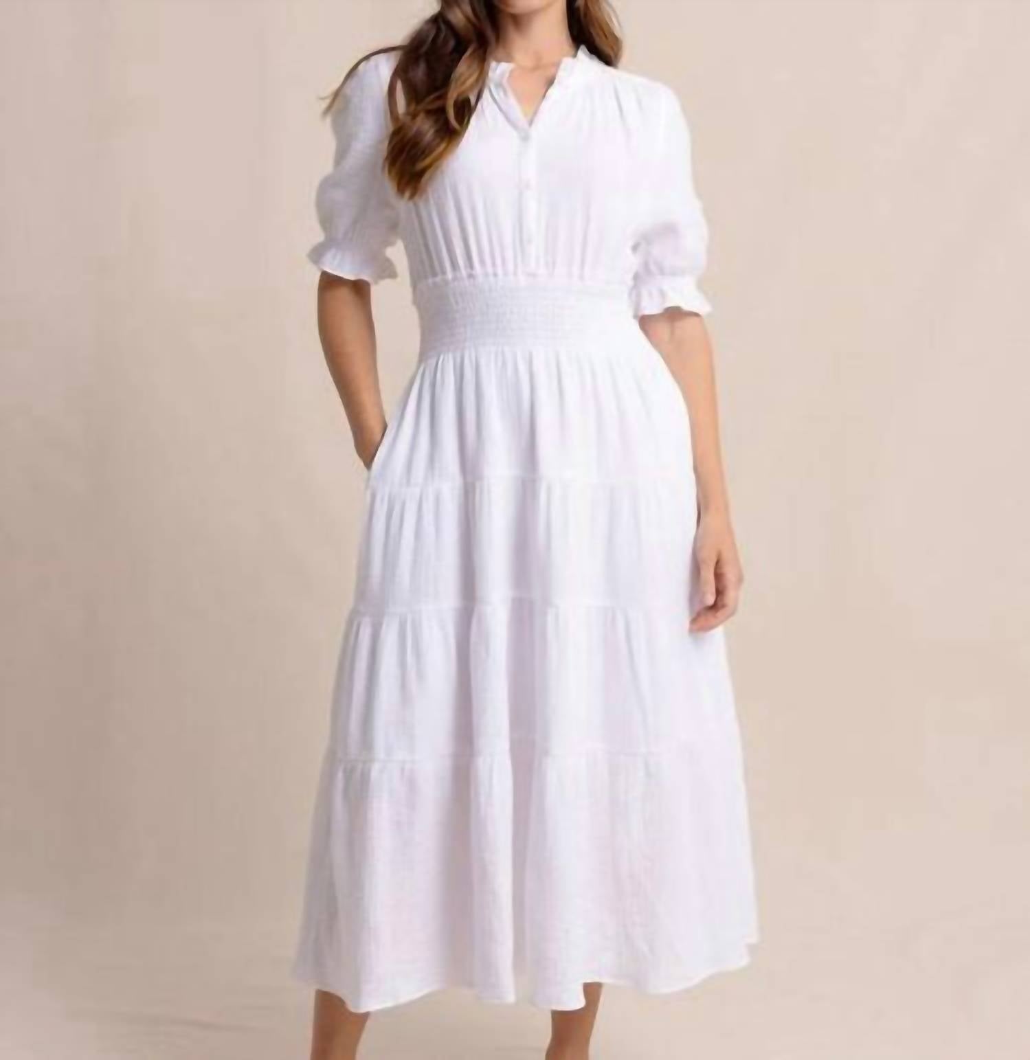 

Классическое белое макси-платье Christa с короткими рукавами SOUTHERN TIDE