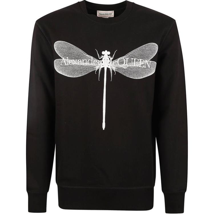 

Футболка с принтом стрекозы Alexander McQueen, черная